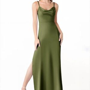 Azazie Olive Green Maxi Dress